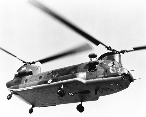 The first two of eight Canadian CH-147 Chinooks have been delivered by Boeing Vertol Co. to the Army for the Canadian Department of National Defense. The 147s are an advanced model of the standard U.S. Army CH-47C.

From Vertiflite, November/December 1974 (page 18).