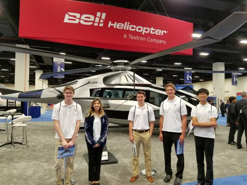 Dallas-Fort Worth high school students pose in front of the FCX-001.