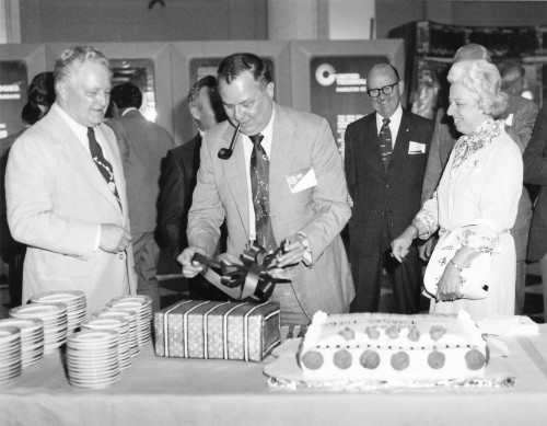 Surprise party marking the retirement of the first executive director, Harry M. Lounsbury.  

From Vertiflite, July/August 1976